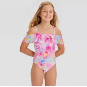 Cat & Jack Floral Watercolor Swimsuit Girls Size 14 Plus